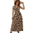 thumbnail image 1 of Cheetah Print Leopard Print Womens Night Club Maxi Dress V Neck Sleeveless Bohemia Long Dresses, 1 of 9