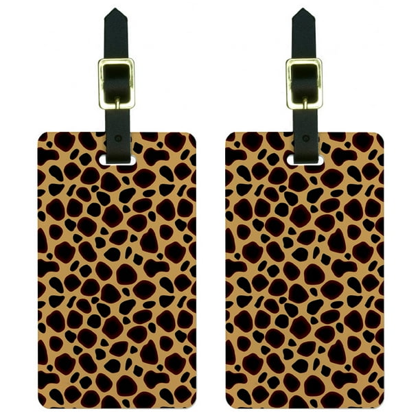 Cheetah Print Luggage Tags Suitcase CarryOn ID, Set of 2