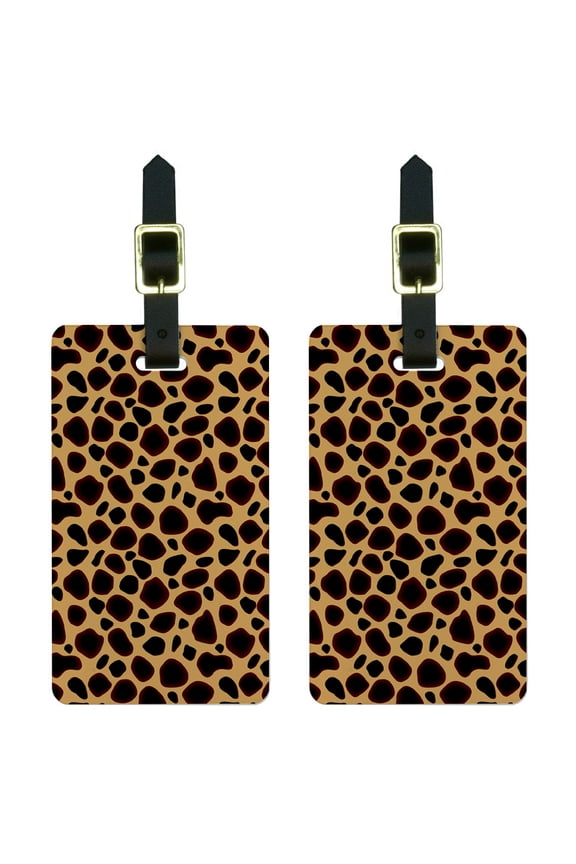 Cheetah Print Luggage Tags Suitcase Carry-On ID, Set of 2