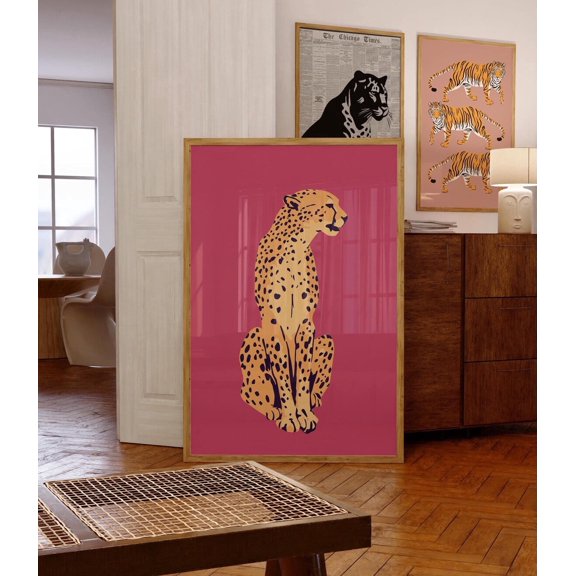 Cheetah Print Maximalist Decor Big Cat Wall Art Poster Home Decor, 24x36 UNFRAMED