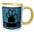 thumbnail image 1 of 3drose, Cheetah Print Paw in Turquiose, 15oz Two-tone Yellow Mug, 1 of 6
