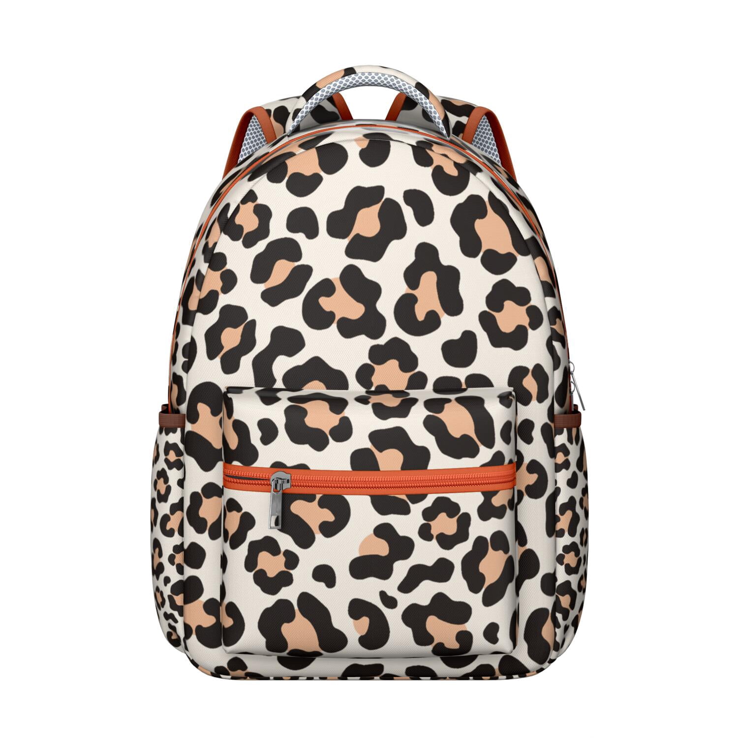 Cheetah Print School Backpack Classic Leopard Spots, Glitter Texture ...