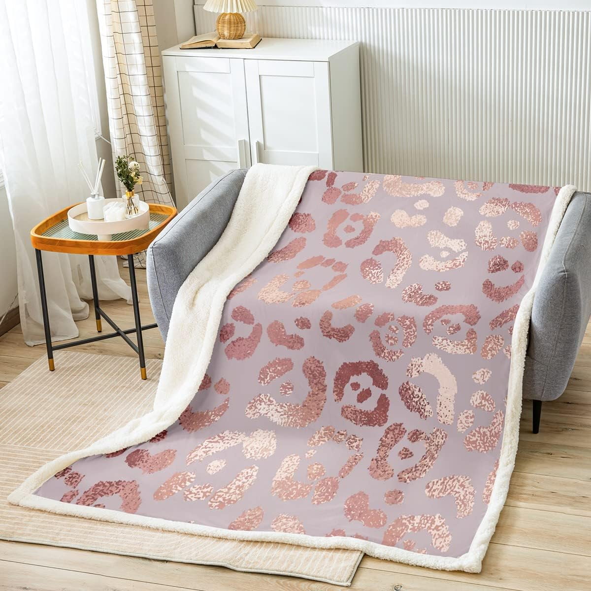 Cheetah Print Sherpa Blanket,Rose Gold Colored Leopard Print Blanket ...