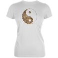 thumbnail image 1 of Cheetah Print Yin Yang White Juniors Soft T-Shirt - Large, 1 of 1