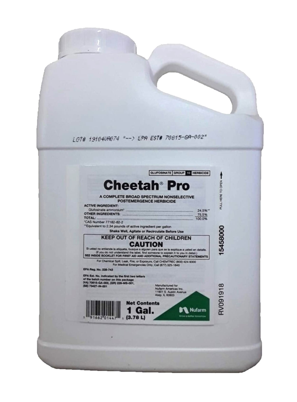 Cheetah Pro Non-Selective Herbicide - For Post-Emergence Broadleaf Weeds & Brush - 128 fl oz Jug by NuFarm