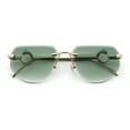 thumbnail image 1 of Cheetah Ring Jewel Arm Rimless Rectangular Bevel Lens Sunglasses Gold - Green, 1 of 8