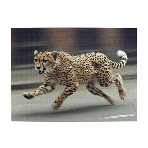 Cheetah Running Fast Motion 1000-Piece Wooden Jigsaw Puzzle for Adults, Fun & Challenging Family Game, Stylish Wall Decor & Holiday Gift