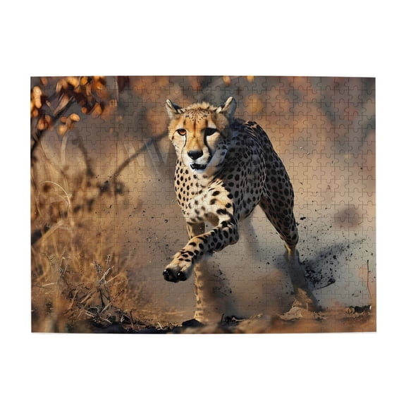 Cheetah Running Fast Speed 500-Piece Wooden Jigsaw Puzzle for Adults, Fun & Challenging Family Brain-Teaser, Perfect Home Decor & Gift