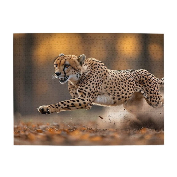 Cheetah Running Fast Speed 500-Piece Wooden Jigsaw Puzzle for Adults, Fun & Challenging Family Brain-Teaser, Perfect Home Decor & Gift