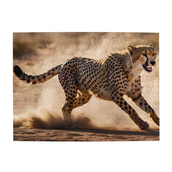 Cheetah Running Speed Sand 1000-Piece Wooden Jigsaw Puzzle for Adults, Fun & Challenging Family Brain-Teaser, Perfect Home Decor & Gift