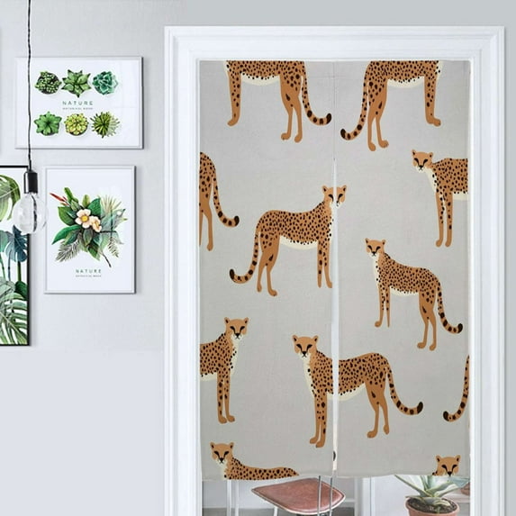 Cheetah Seamless Pattern Repeat Door Curtain Nordic Living Room DoorCurtain Porch Partition Curtain Kitchen Rative Half Curtain