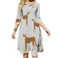 thumbnail image 1 of Cheetah Seamless Pattern Repeat Flare Dress Square Neck Dress Elegant Female Fashion Printed Dress, 1 of 9