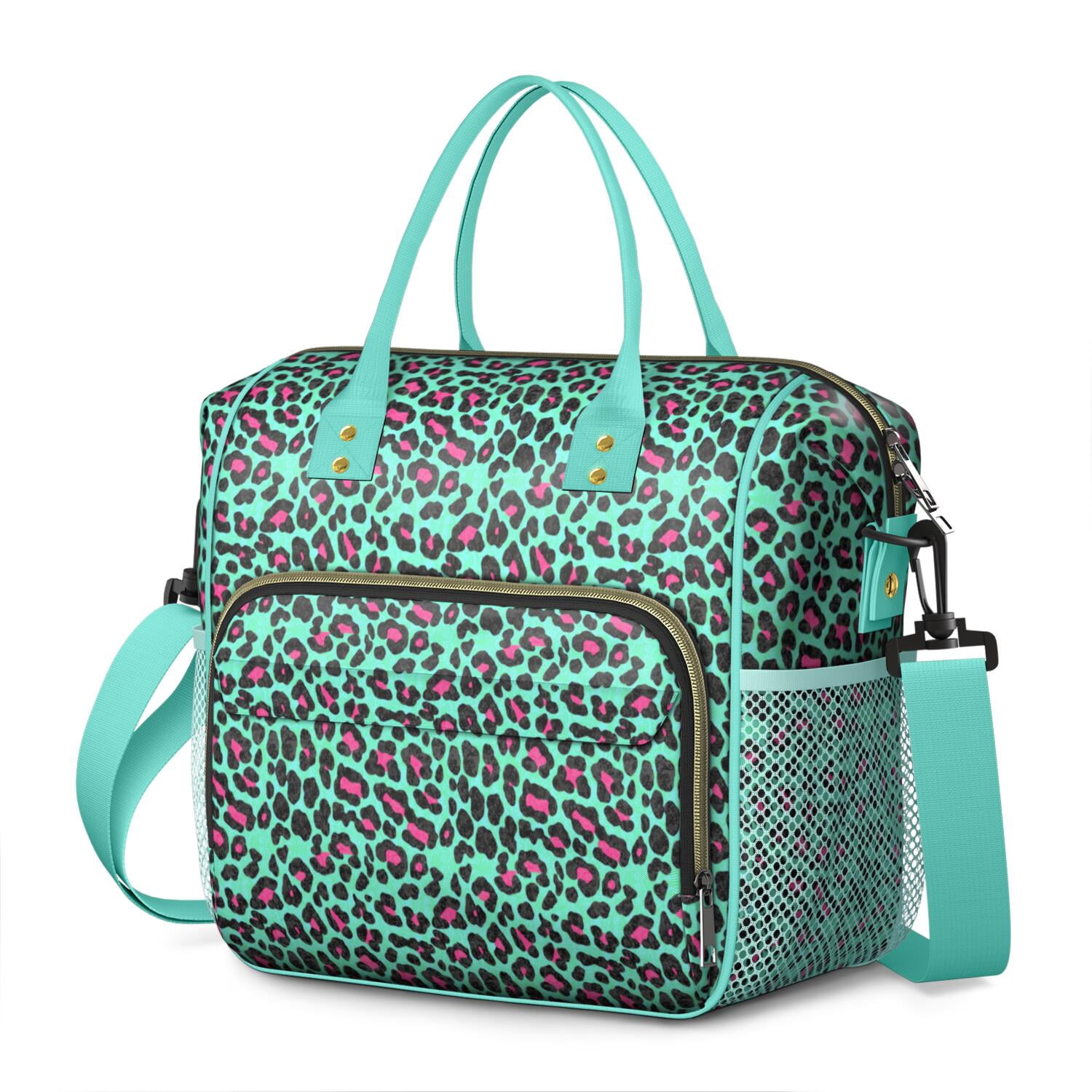 Cheetah Spots Lunch Tote – Dynamic Leopard Print Insulated Bag with Strap Leakproof Dual Compartment Lunch Box for Adults Work or Beach
