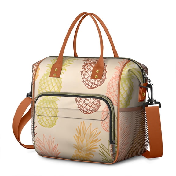 Cheetah Spots Lunch Tote – Dynamic Leopard Print Insulated Bag with Strap Leakproof Dual Compartment Lunch Box for Adults Work or Beach