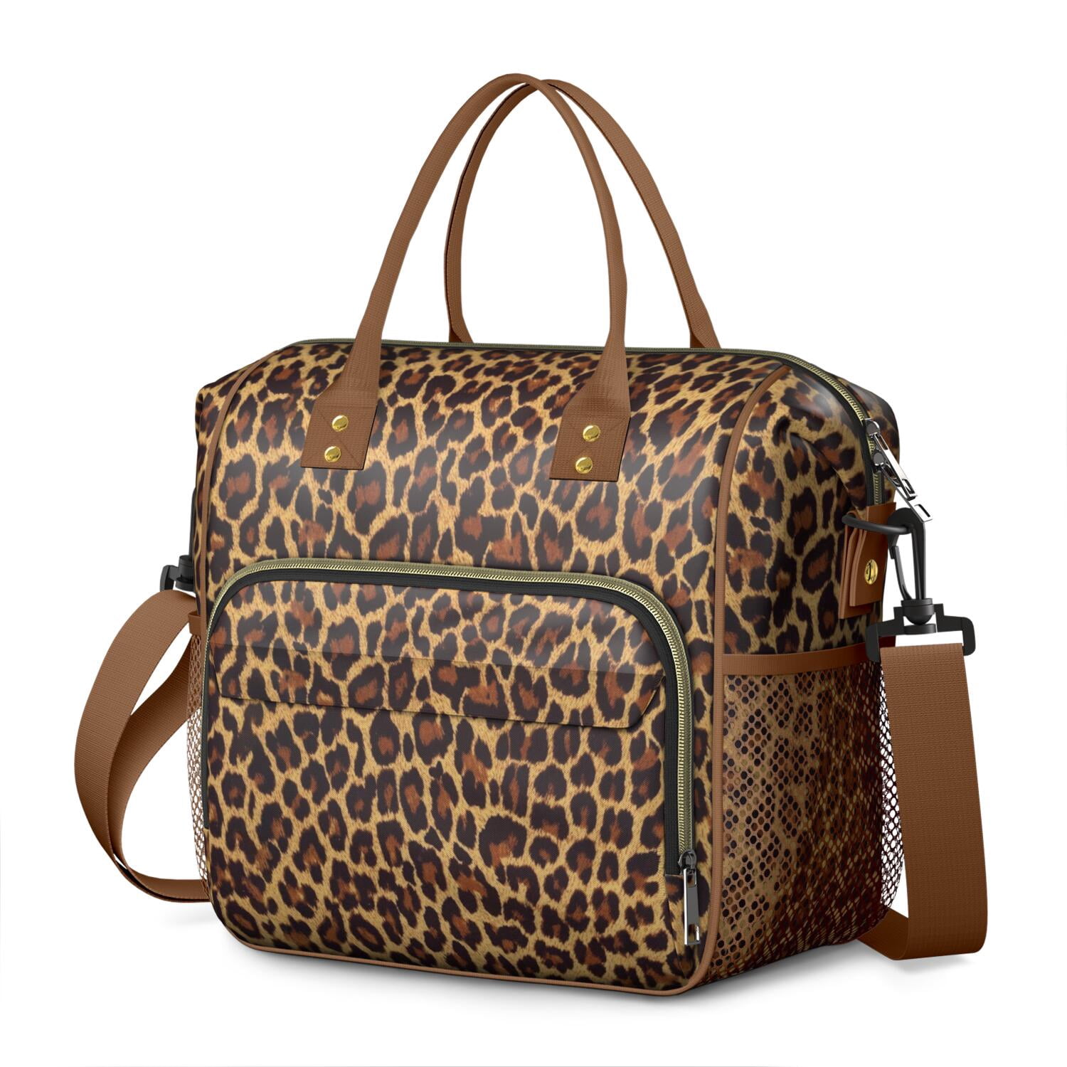 Cheetah Spots Lunch Tote – Dynamic Leopard Print Insulated Bag with Strap Leakproof Dual Compartment Lunch Box for Adults Work or Beach