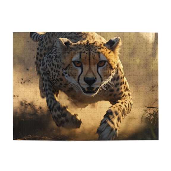 Cheetah Sprinting Fast Pace 500-Piece Wooden Jigsaw Puzzle for Adults, Fun & Challenging Family Brain-Teaser, Perfect Home Decor & Gift