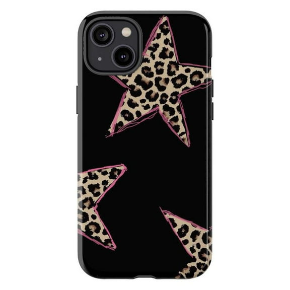 Cheetah Star Phone Case, Cute Pink Outline Animal Print Aesthetic Cover for iPhone 17 16 15 14 13 12 11 Pro Plus Mini