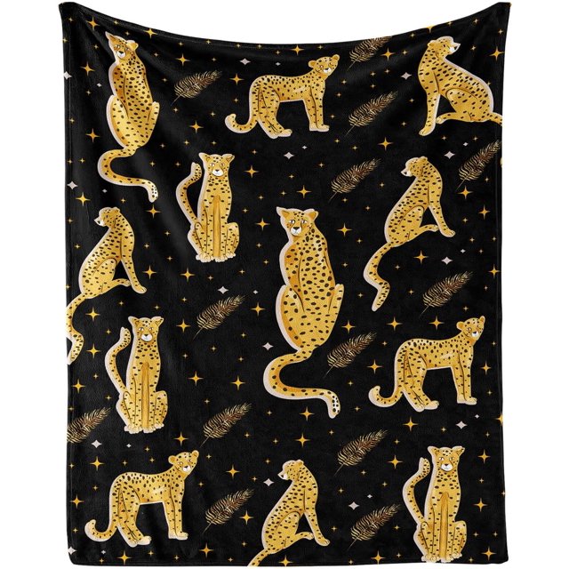 Cheetah Throw Blanket,Flannel Cool Cheetahs Themed Throw, Soft Nap