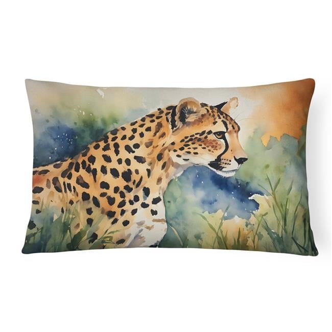 Cheetah Artwork 12x16 Outdoor Polyester Throw Pillow