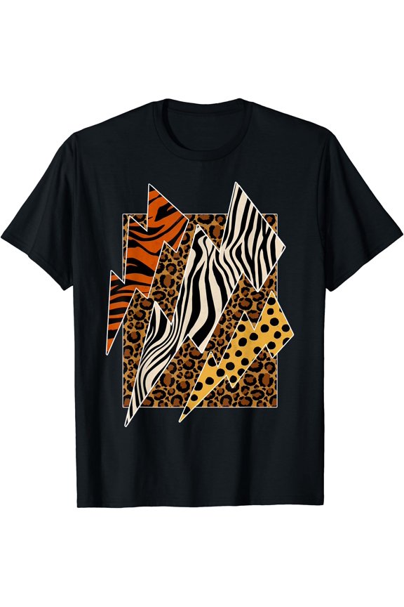 Cheetah Tiger Leopard Zebra Lightning Wild Animal Print Zoo T-Shirt