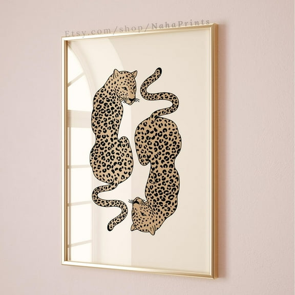 Cheetah Wall Print, Retro Wall Decor, Neutral Room Poster, Aesthetic Wall Print, Trendy Art Print, Retro Gallery Decor, ,Decor For Living Room Bedroom, 8x12 UNFRAMED