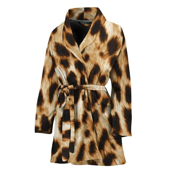 Cheetah Women Bathrobe One Size Univeral Fits Fashion Lightweight Plush Fleece Long Robe For Women