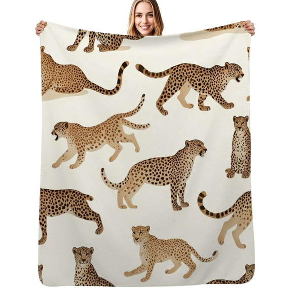 Cheetah seamless pattern Soft Blanket Travel Bedding Throws Flannel Bedspread Sofa Bed Cover