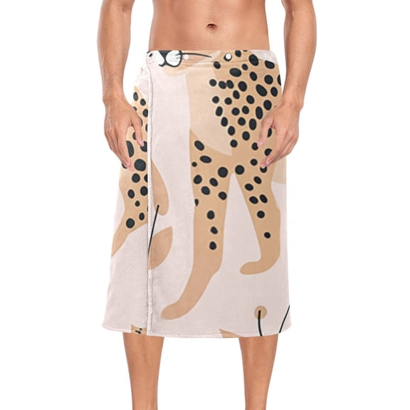 Cheetahes Leopard Bath Towel Wrap for Man Adjustable Shower Wrap Button Closure Body Towel for Sauna Gym