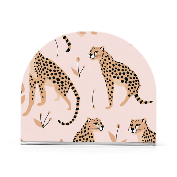 Cheetahes Leopard Napkin Holder for Table Clear Napkin Stand Paper Holder Acrylic Organizer Dispenser Napkins for Dinner Kitchen Restaurant Room