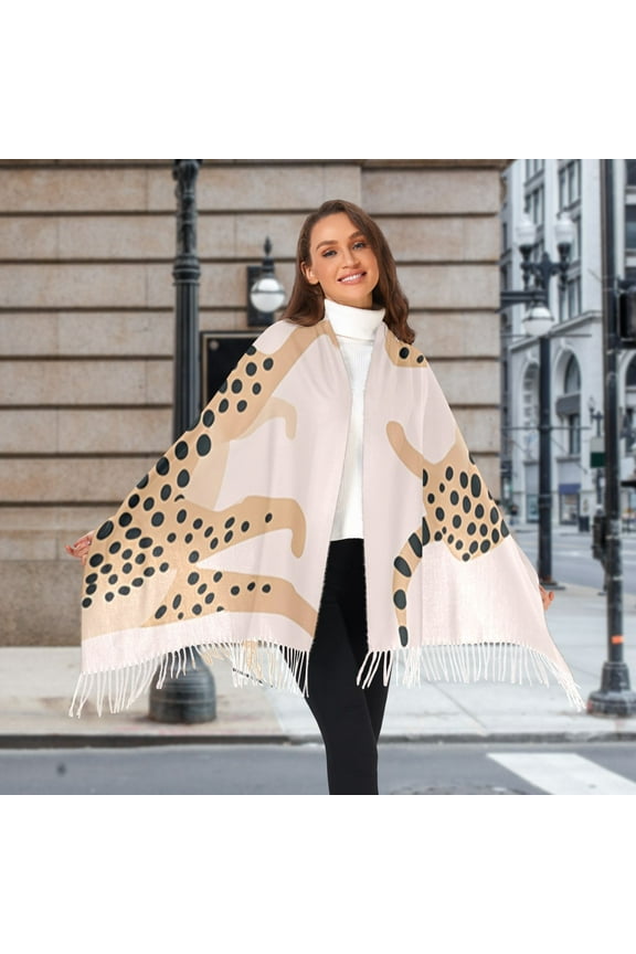 Cheetahes Leopard Winter Scarf for Women Fashion Warm Long Soft Blanket Scarves Gifts