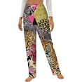 thumbnail image 1 of Cheetahs Pink Floral Jungle Print Winter Female Pants Flannel High Waist Women Pants Lady Warm Straight Leg Plush Trousers, 1 of 7