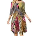 thumbnail image 1 of Cheetahs Pink Floral Jungle Print Women's Fall Dresses Casual Loose Flowy Swing Shift Dress, 1 of 9