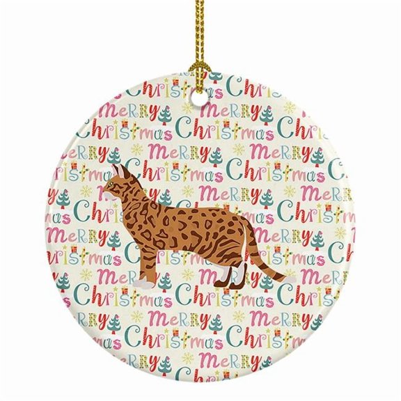 Cheetoh #3 Cat Christmas Ceramic Ornament 2.8 in x 2.8 in