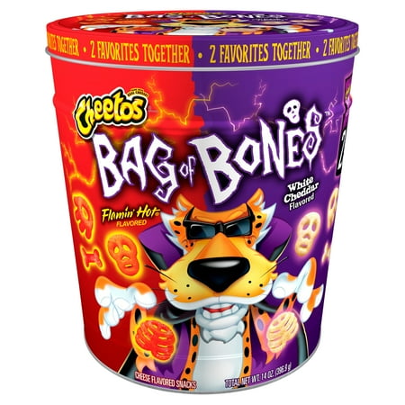 Cheetos Bag of Bones Cheese Flavored Snack Chips, Halloween Tin, 14 oz