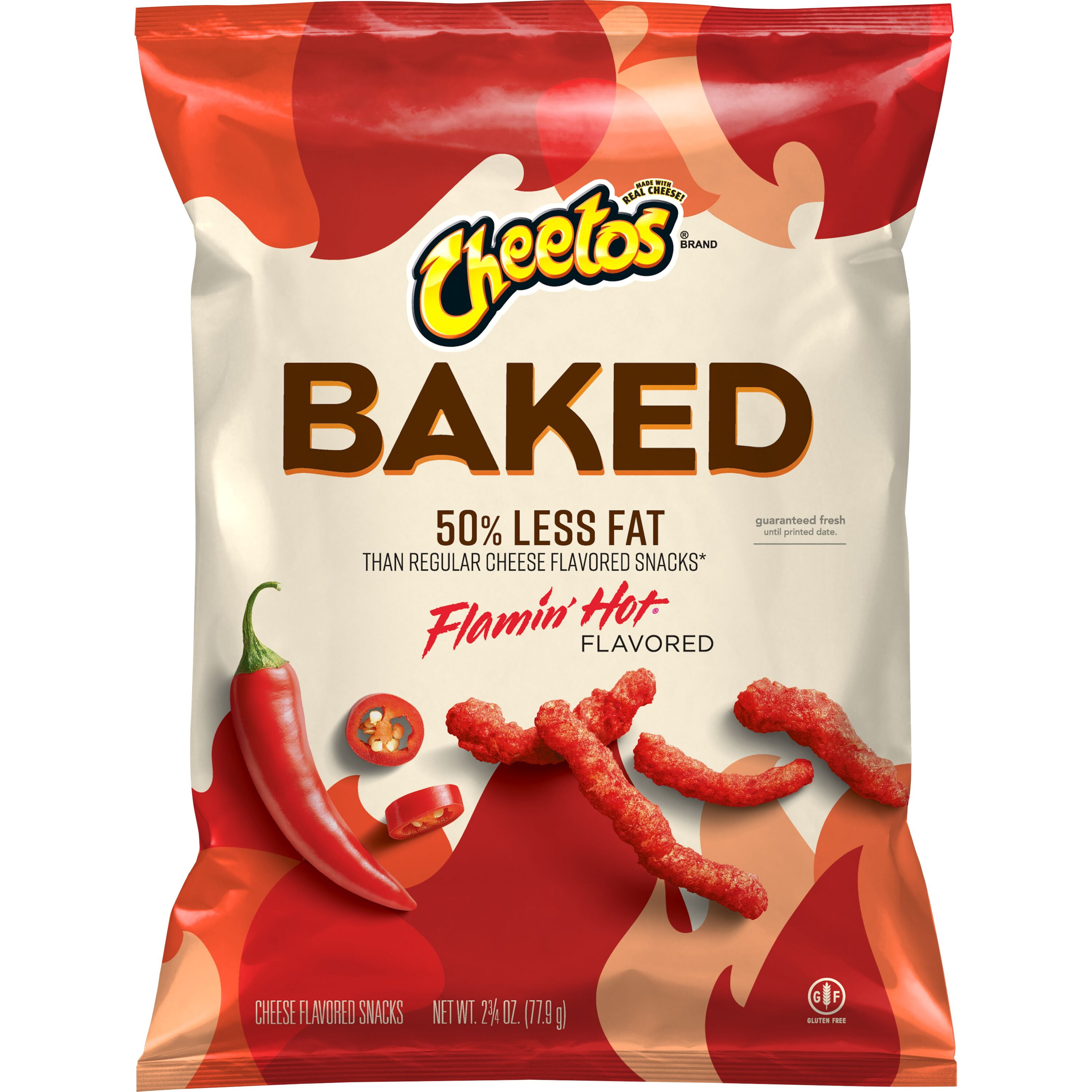 Cheetos Baked Flamin' Hot Cheese Flavored Snack Chips, 2.75 oz Bag