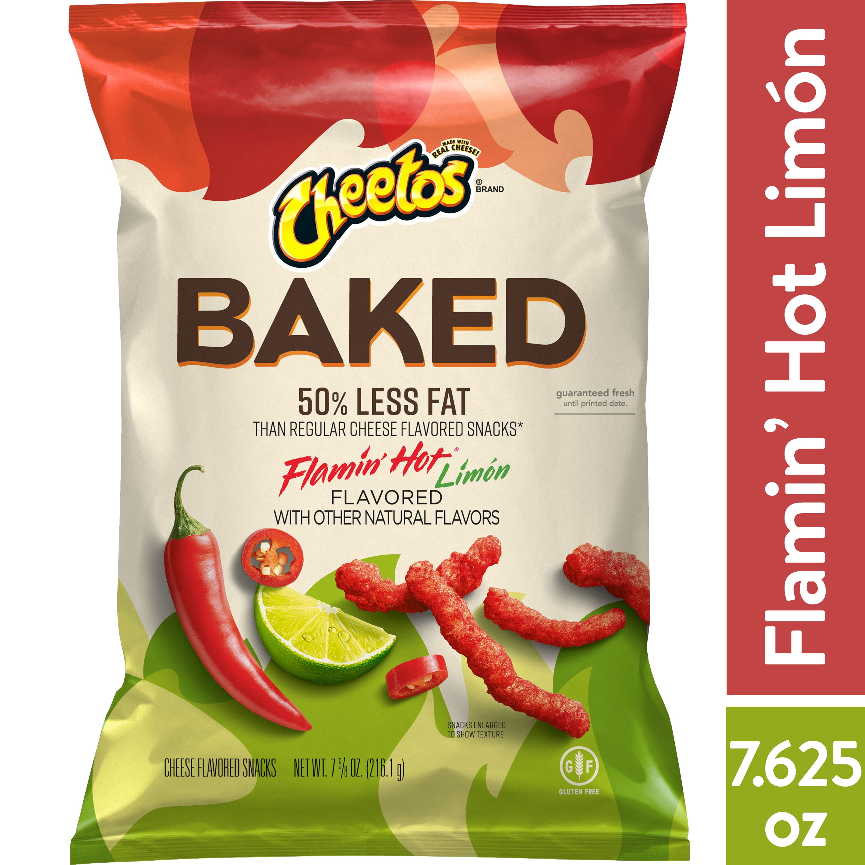 Cheetos Baked Flamin' Hot Limon Flavored Snack Chips, 7.6 Ounce Bag