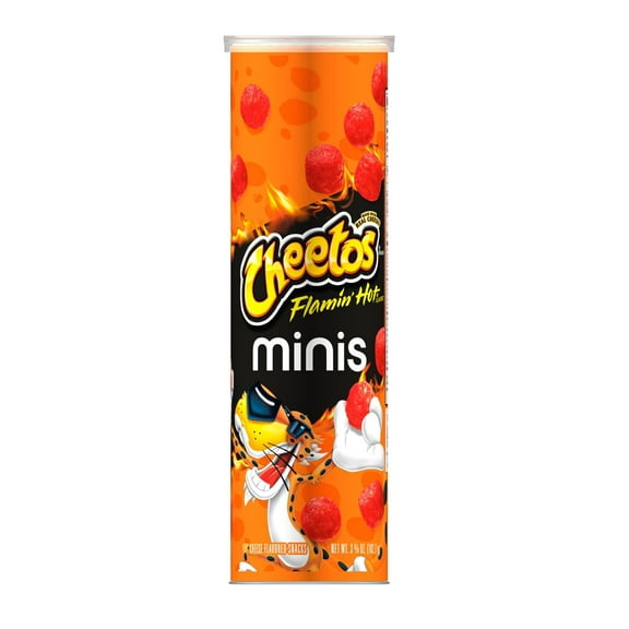 Cheetos Brand Minis Flamin Hot Cheese Flavored Canister, 3.625 oz (Packaging may vary) pack of 3