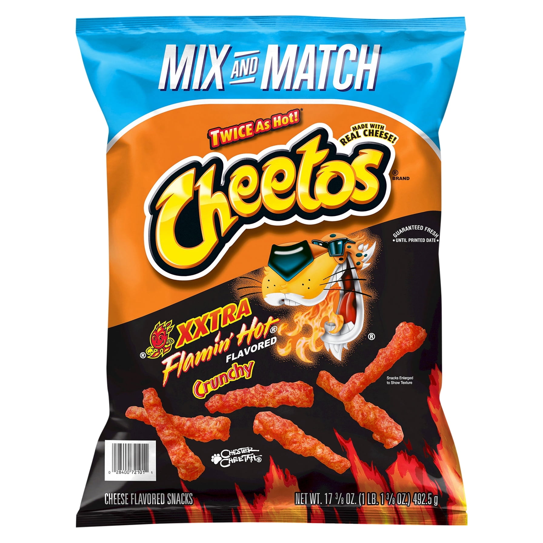 Cheetos XXTRA Flamin' Hot Flavored Crunchy Cheese Flavored Snacks 17 3/8oz 492.5g