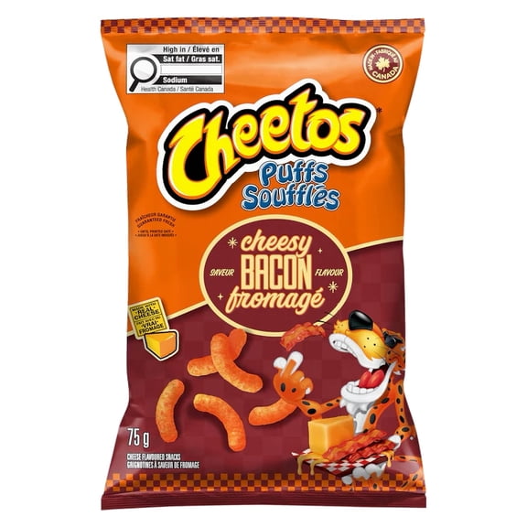 Cheetos Cheesy Bacon Flavored Corn Puffs 75g - Crunchy Cheese & Bacon Snack