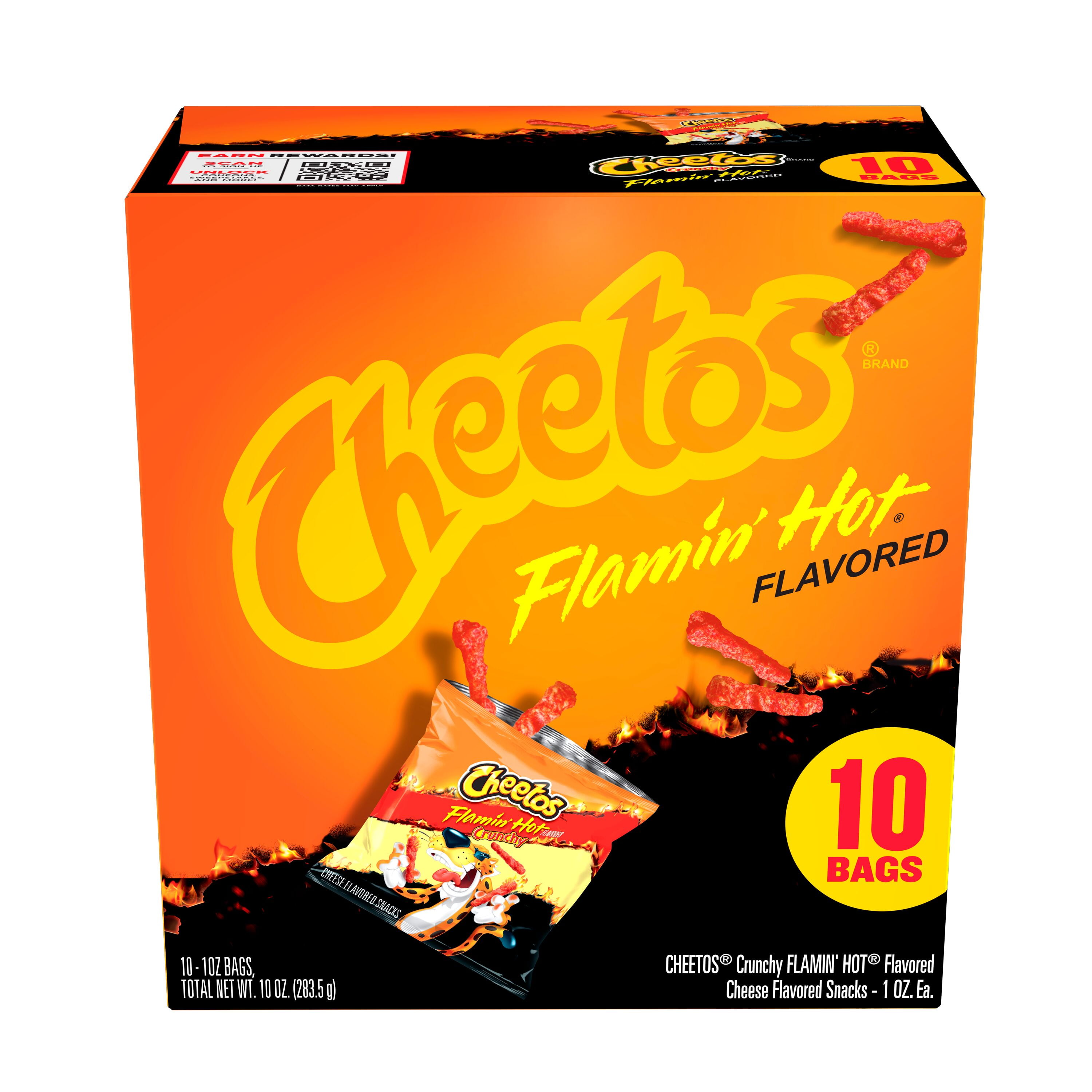 Cheetos Crunchy Cheese Flamin' Hot Flavored Snack Chips, 1 Ounce Bags, 10 Count