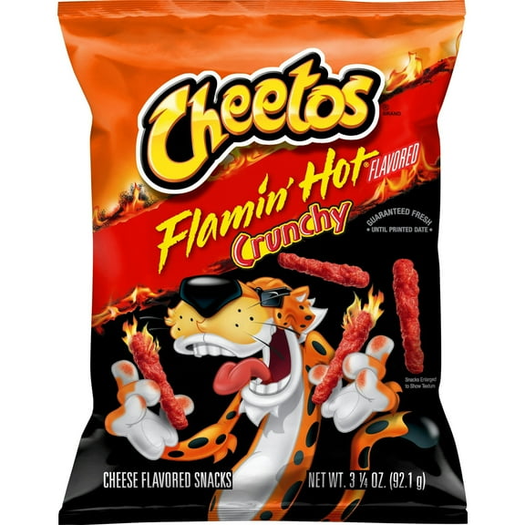Cheetos Crunchy Flamin' Hot Cheese Flavored Snack Chips, 3.25 oz Bag-Pack Of 2