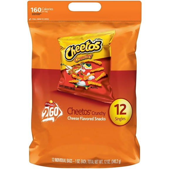 Cheetos Crunchy Cheese Flavored Puffed Snack Chips, 1 oz Bags, 12 Count Multipack