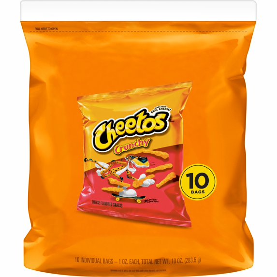 Cheetos Crunchy Cheese Flavored Snacks, 1 oz Bags, 10 Count