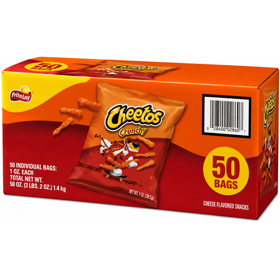 Cheetos Crunchy Cheese Flavored Snacks, 1 oz Bags, 50 Count Multipack