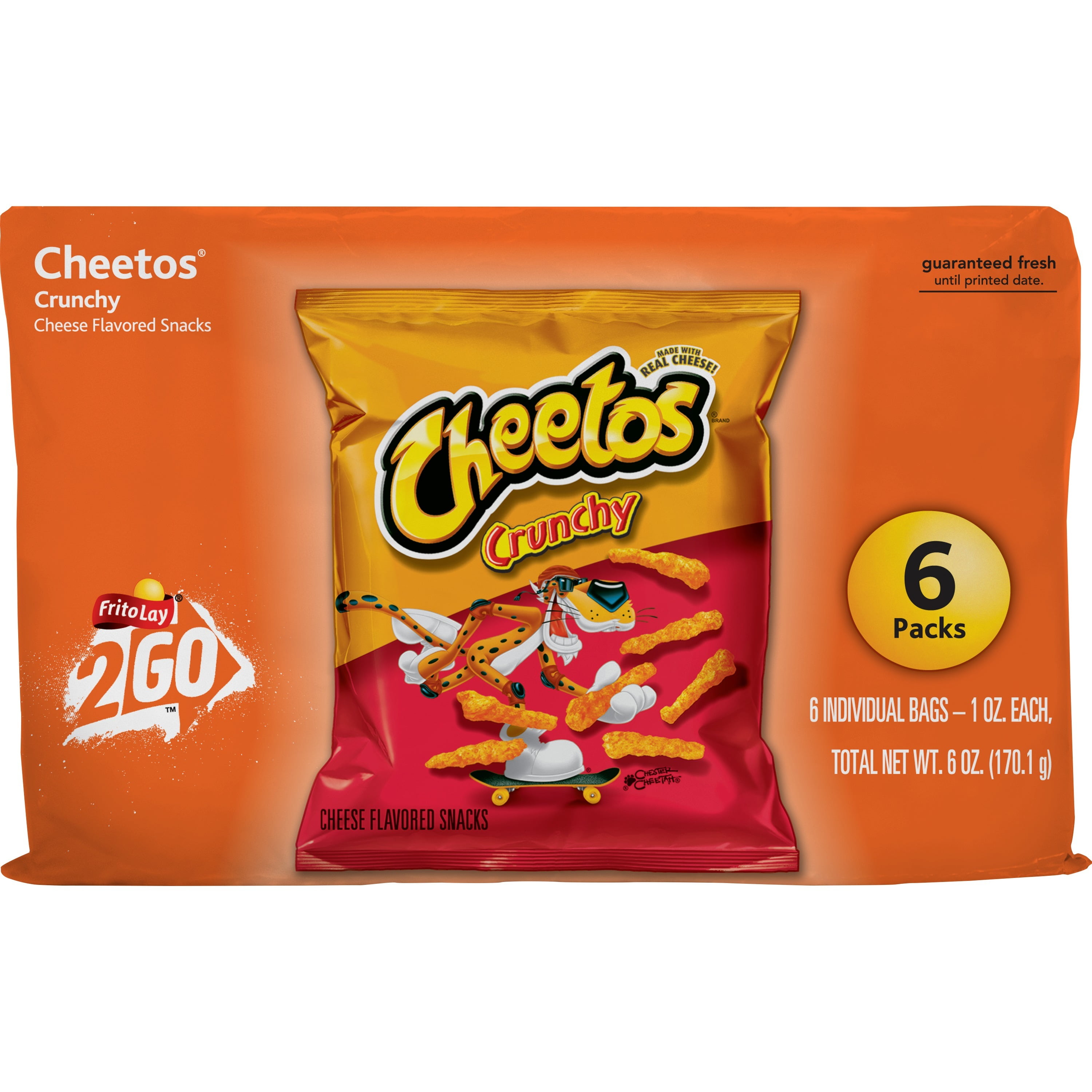 Cheetos Crunchy Cheese Flavored Snacks, 1 oz Bags, 6 Count