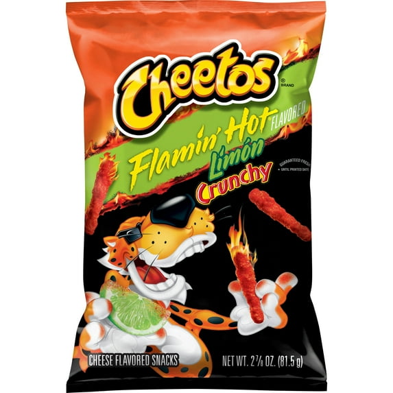 Cheetos Crunchy Cheese Flavored Snacks Flamin' Hot Limon, 2.875 oz Bag (2pack)