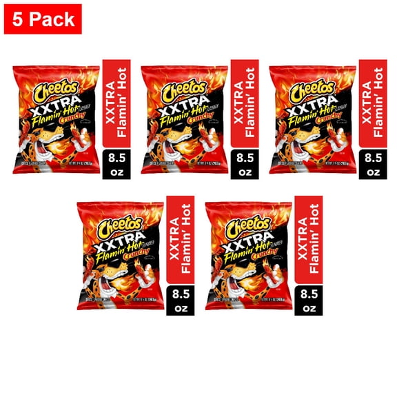 Cheetos Crunchy Cheese Flavored Snacks XXTRA Flamin Hot Flavored 8.5 oz - 5 Pack