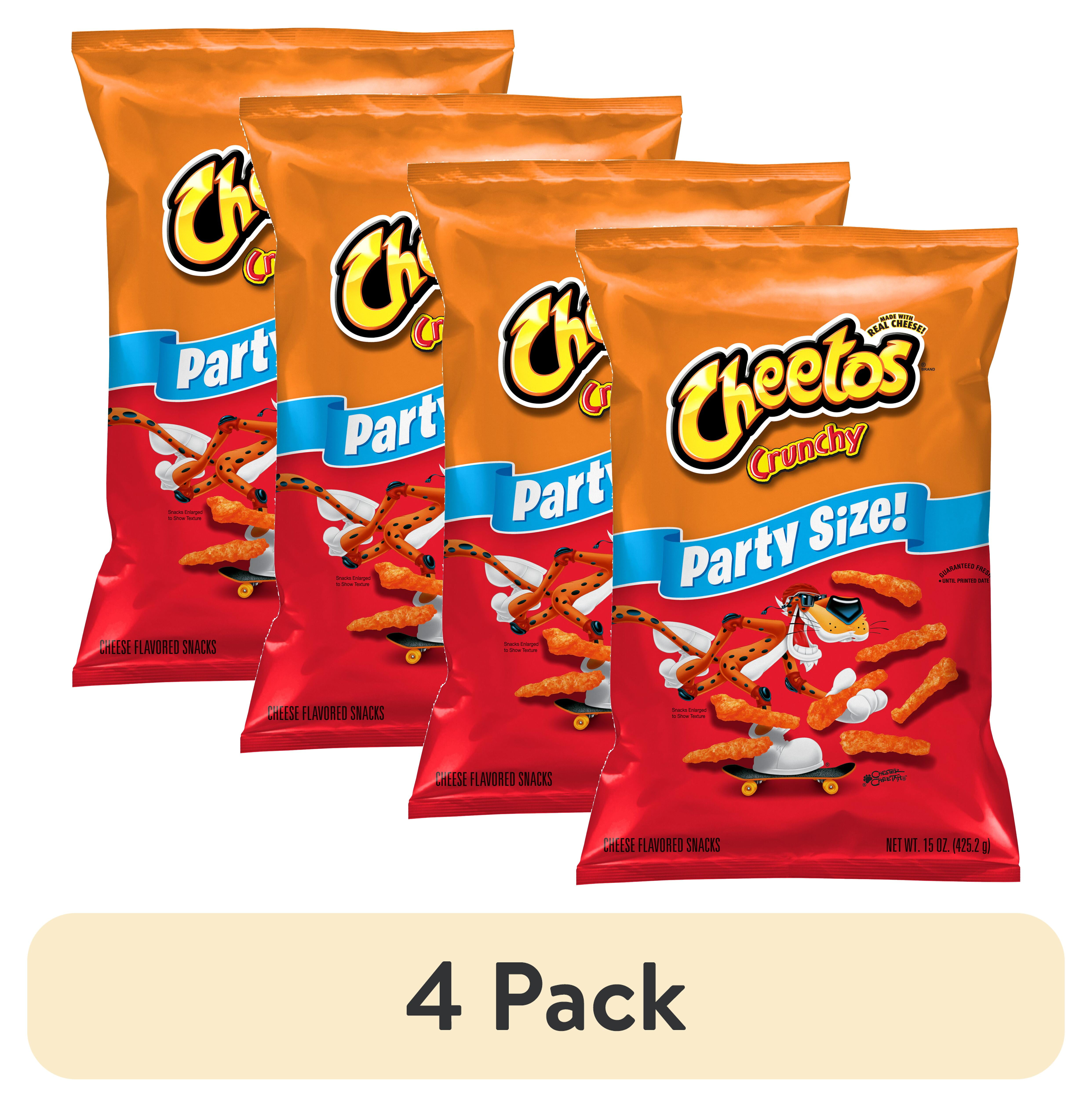 (4 pack) Cheetos Crunchy Flamin' Hot Cheese Puff Chips, 15oz Bag