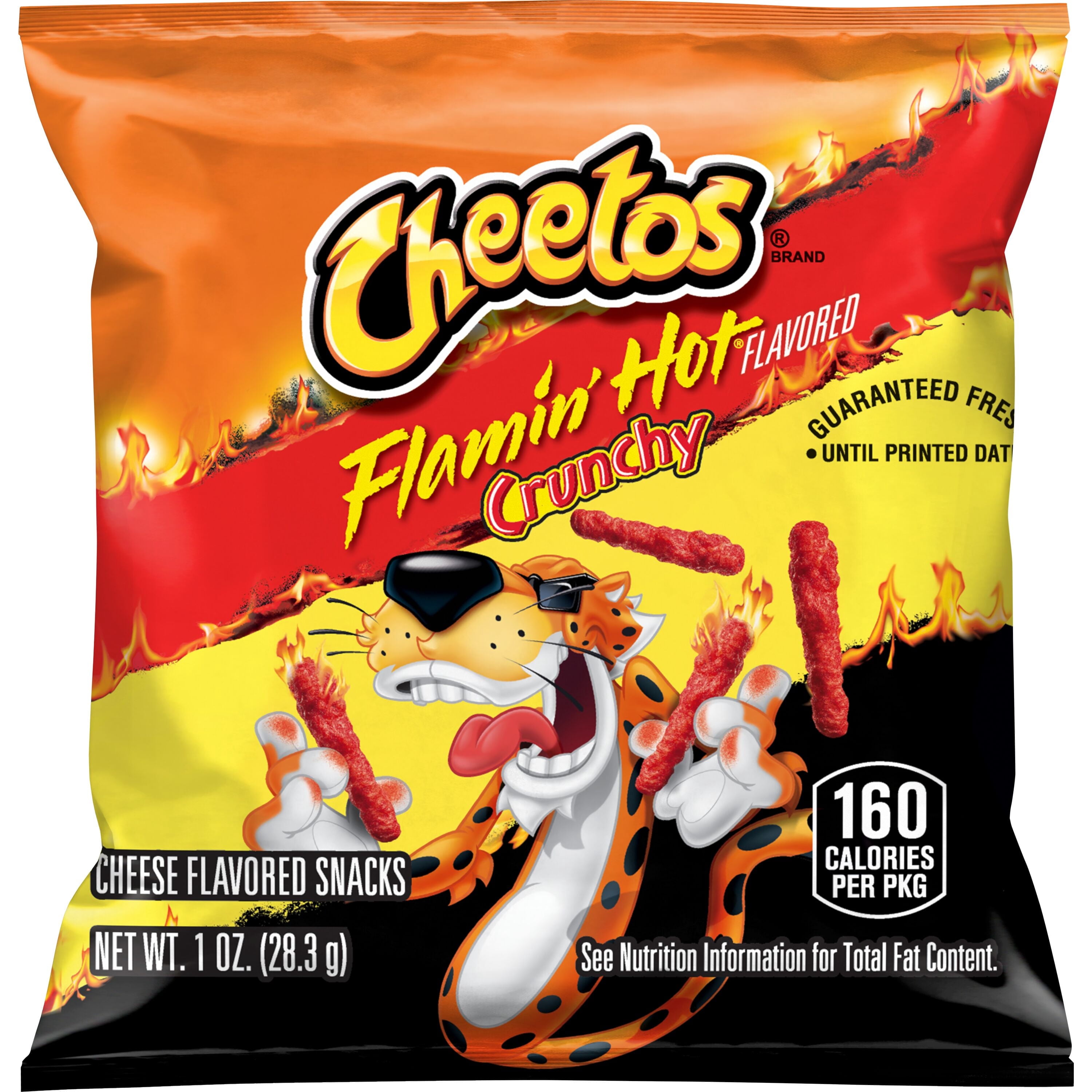 Cheetos Crunchy Flamin' Hot Cheese Flavored Snack Chips, 1 Ounce Bag ...