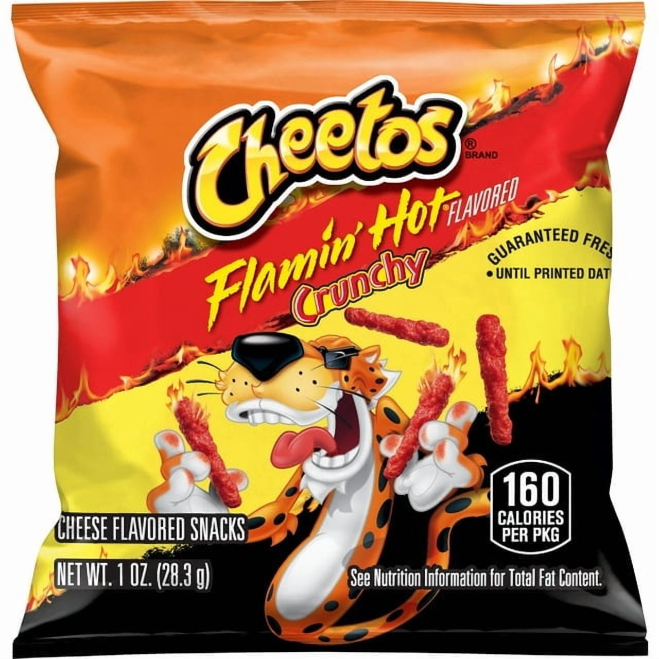 Cheetos Crunchy Flamin' Hot Cheese Flavored Snack Chips, 1 Ounce Bag ...